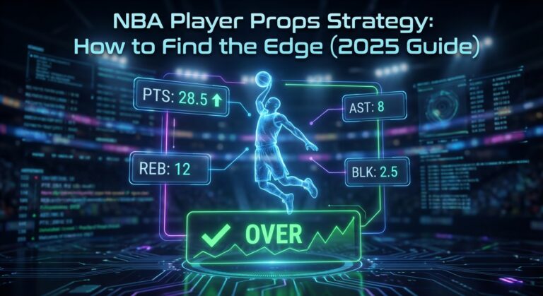 Digital analytics dashboard showing NBA player props strategy and stats