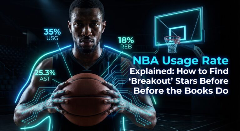 Basketball player with digital data overlay illustrating NBA Usage Rate betting strategy and analytics