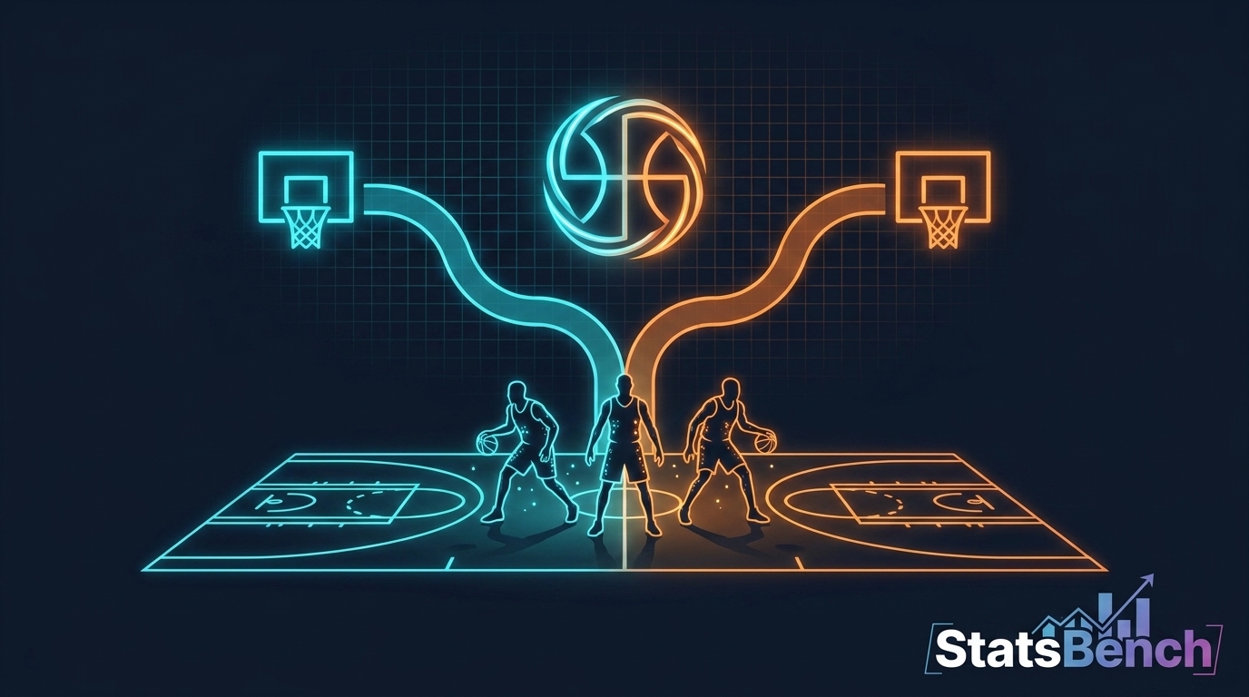 Diagram of a two-stage first basket process: tip-off winner, then opening-possession scorer