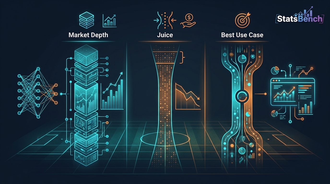 Comparison chart of mainstream sportsbooks, esports-first books and prediction markets for League of Legends betting